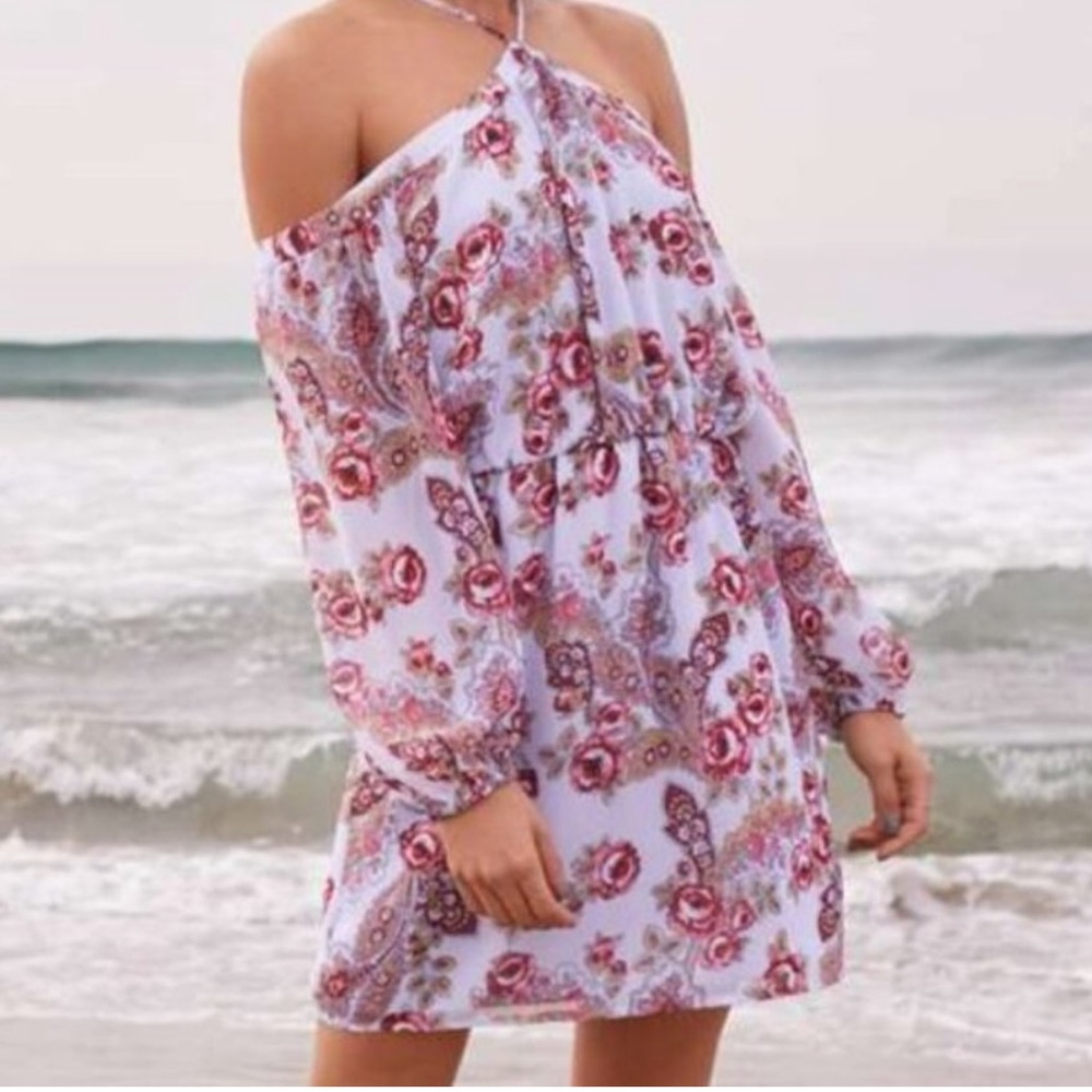 WAYF liberty floral paisley mini dress light blue